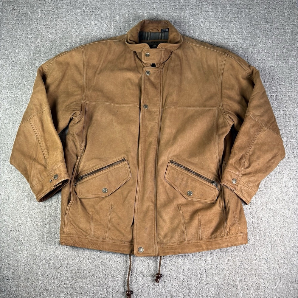 Vtg 80's Members Only Leather Jacket Mens L Brown Quilt Lining Cafe Fighter